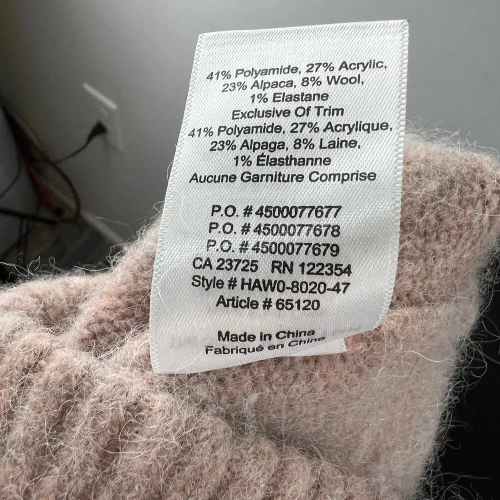 THE GROUP BABATON Pink Alpaca Wool Blend V-Neck Fuzzy Pullover Sweater Sz 1(XS)